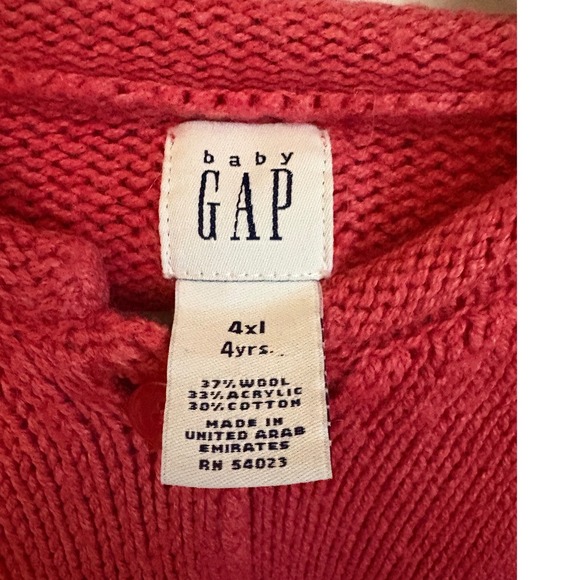 Baby Gap Red Wool Blend Knit Button Up Cardigan Sweater Vintage 4T 4yrs 2002 - Picture 2 of 4